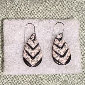 Essential Oils Black and Cream Teardrop Earrings for Pierced Ears
